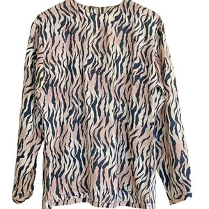 VINTAGE Robert Stock Size L 100% Silk Leopard Print Blouse Retro Y2K